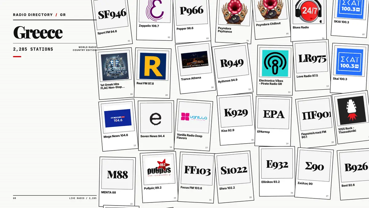Logos of popular Greece radio stations