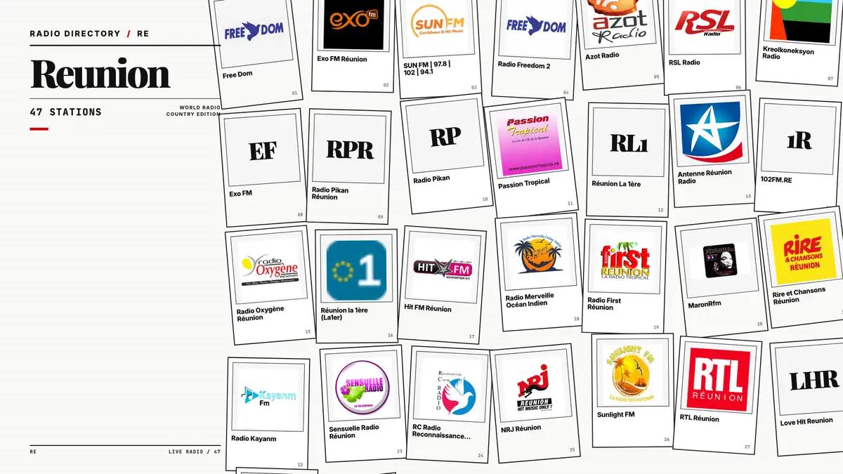 Logos of popular Reunion radio stations