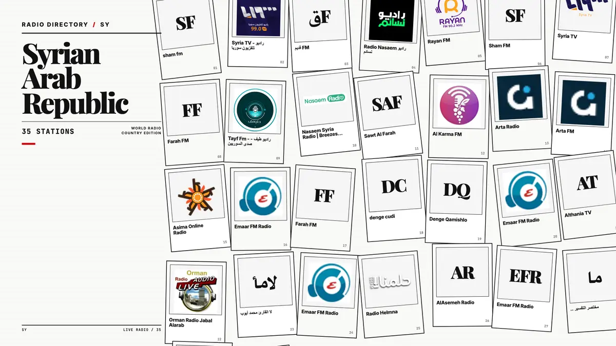 Logos of popular Syrian Arab Republic radio stations